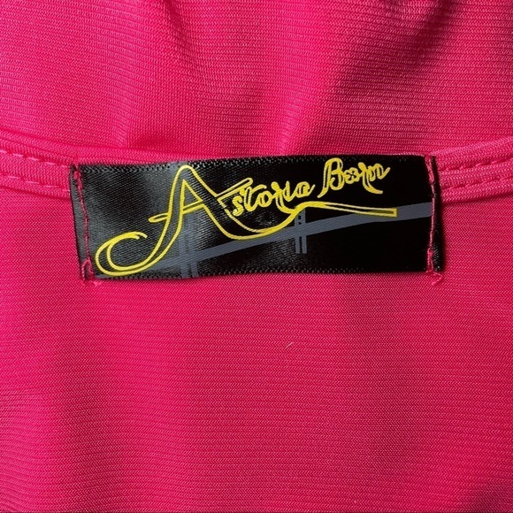 Astoria Born Bright Pink Cold Shoulder Slinky Top with Asymmetrical Hem. Med - Picture 7 of 8